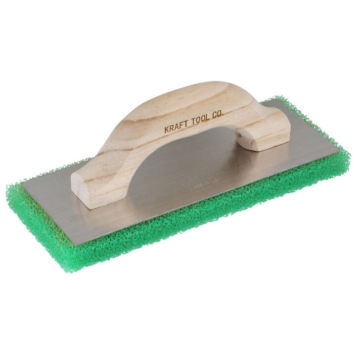 Kraft Tool Co 12 Inch x 5 Inch x 1 Inch Green Coarse Texture Float with Wood Handle, large image number 1