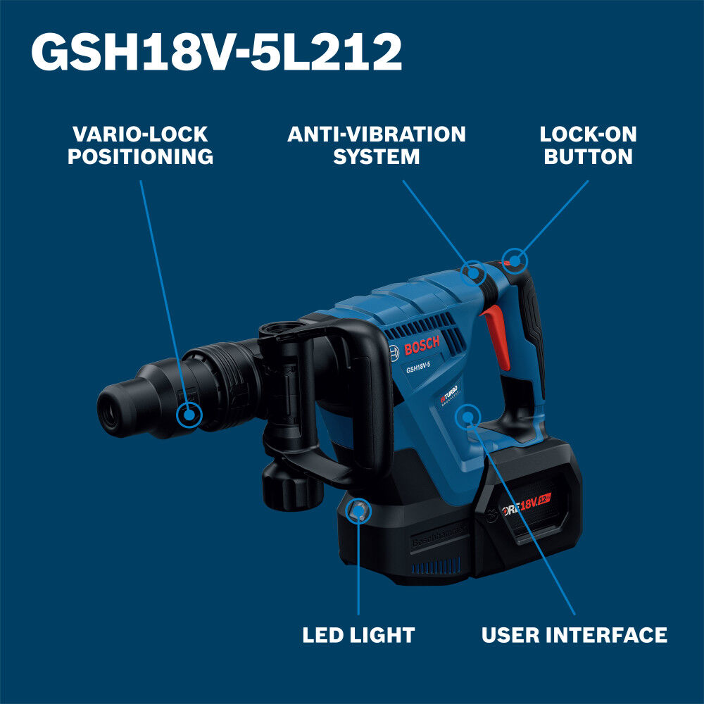Bosch 18V SDS-max Demolition Hammer Kit with 2 Batteries Reconditioned, large image number 2