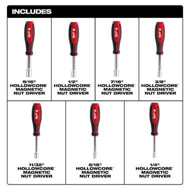 Milwaukee SAE HollowCore Magnetic Nut Driver Set 7pc, large image number 1