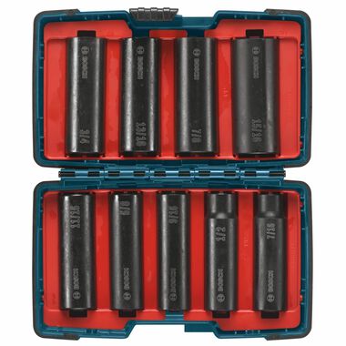 Bosch 1/2 Inch Drive Deep Well Impact Socket Set 9-Piece