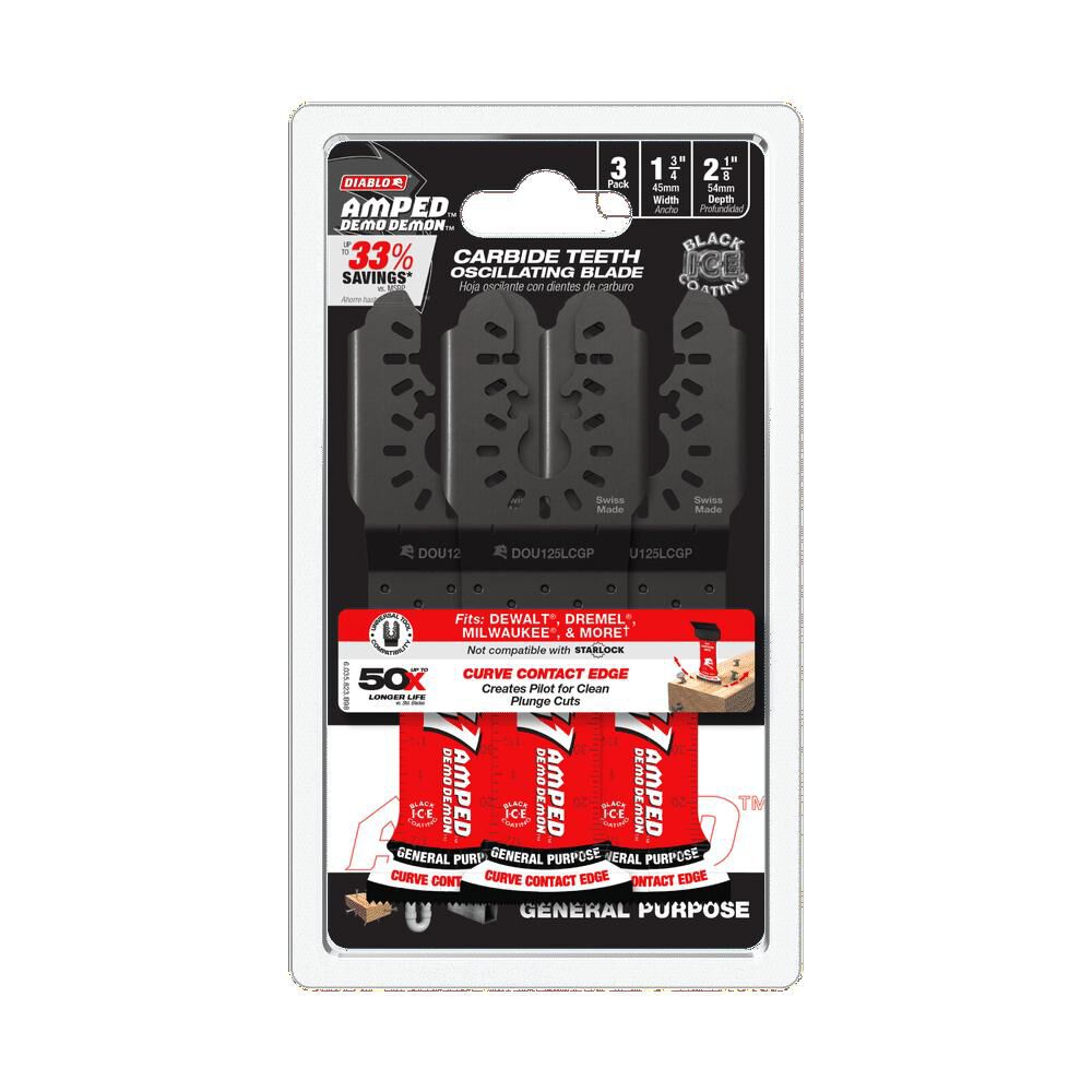 Diablo Tools 1-1/4 Inch x 2-1/8 Inch AMPED Universal Fit Oscillating Blade for General Purpose Cuts, 3 Pieces, large image number 5