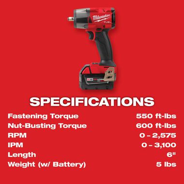 Milwaukee M18 FUEL 3/8inch Mid Torque Impact Wrench with Friction Ring Kit, large image number 7