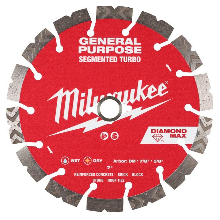 Milwaukee DIAMOND MAX 7 Inch Segmented Turbo Rim Diamond Blade for Reinforced Concrete, Stone, and Brick, large image number 0