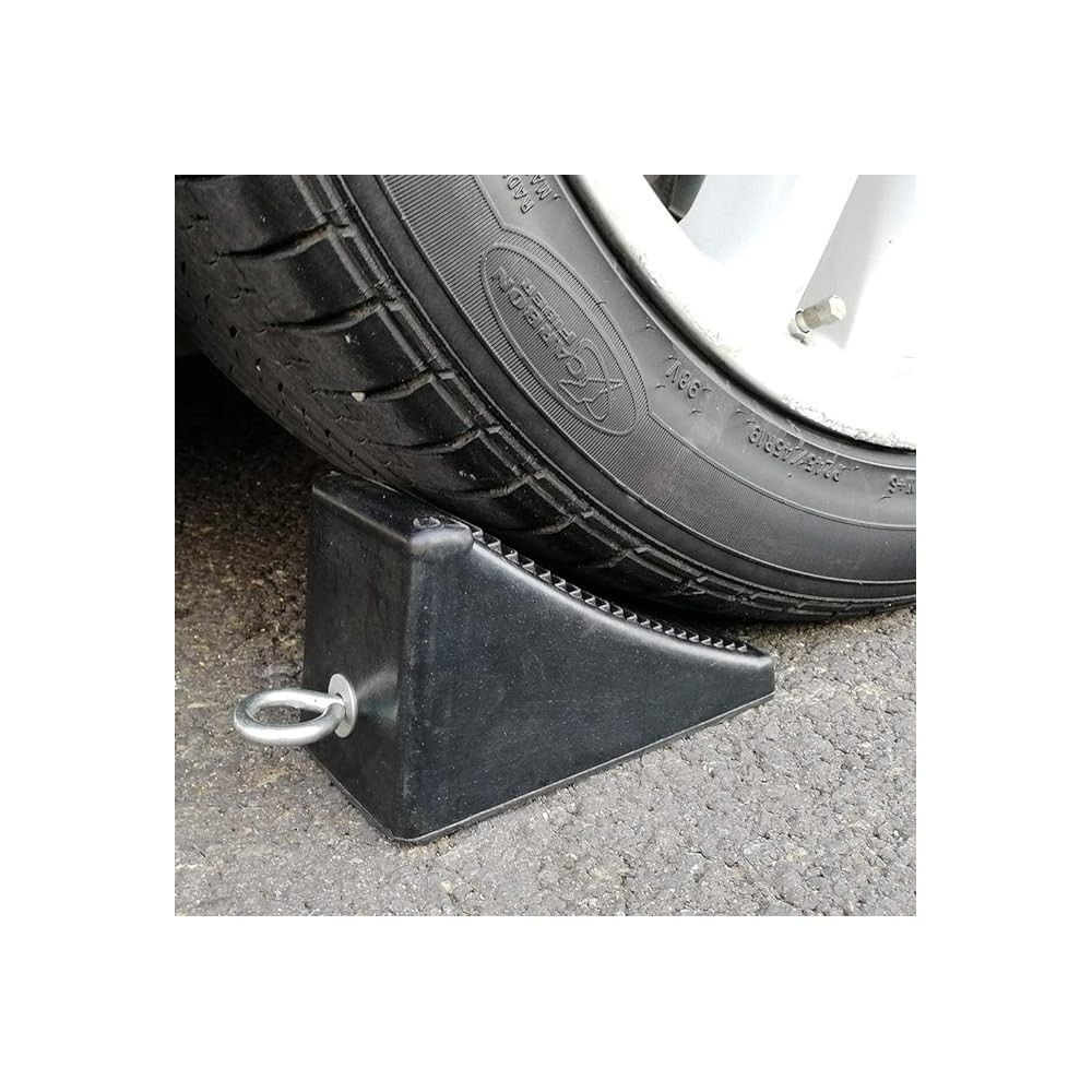 BluBird Heavy-Duty Rubber Wheel Chock with Eyebolt, 2 Pack, large image number 3