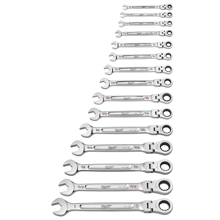 Milwaukee Combination Wrench Set SAE Flex Head Ratcheting 15pc, large image number 13