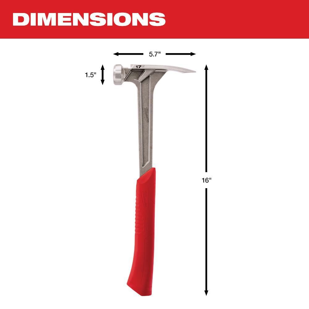 Milwaukee 17 oz Smooth Face Framing Hammer, large image number 3