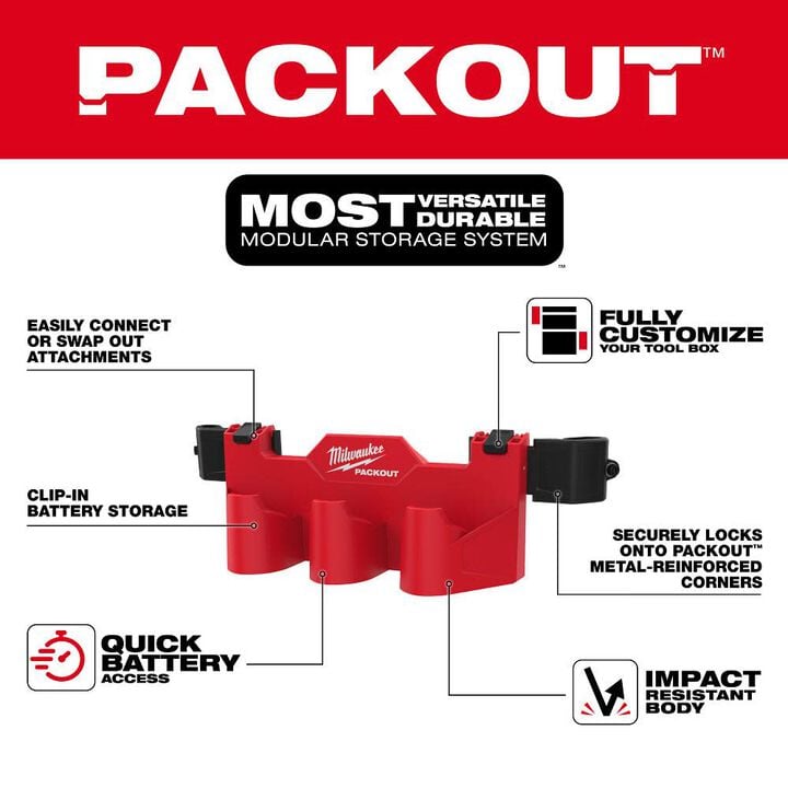 Milwaukee PACKOUT Tool Box M12 Battery Rack Attachment, large image number 2