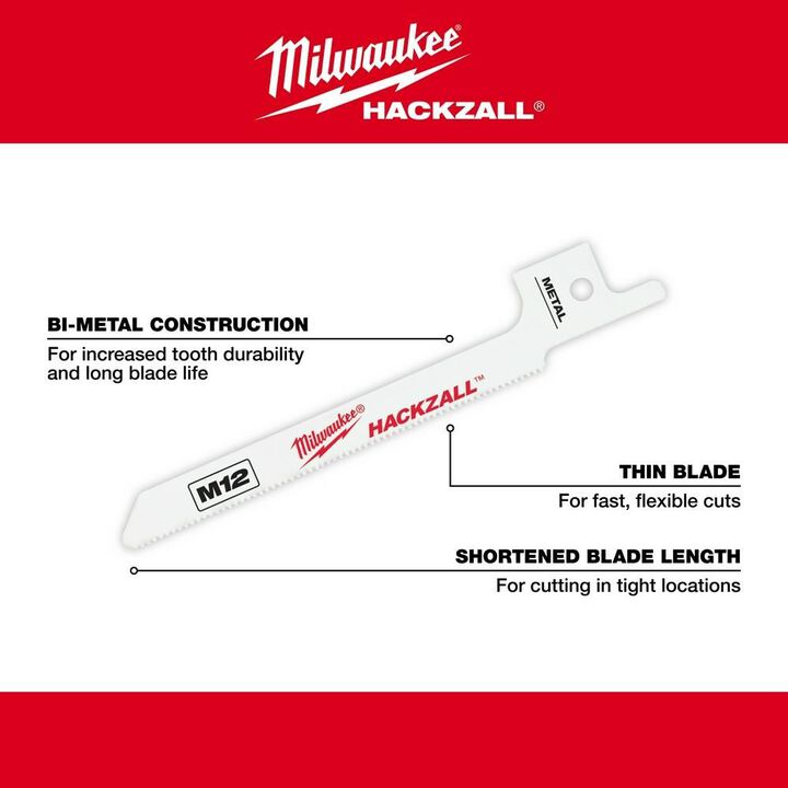 Milwaukee M12 HACKZALL Bi-Metal Blade - Metal Scroll 5PK, large image number 4