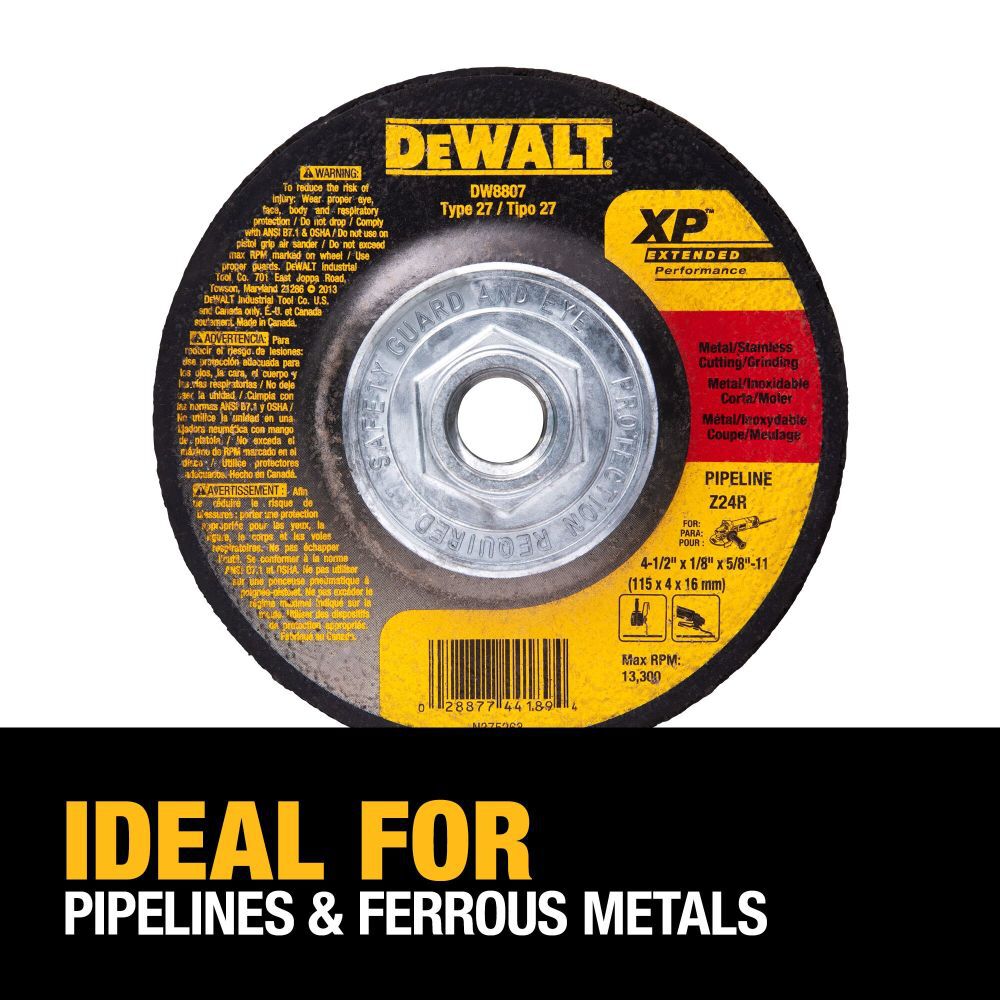 DEWALT 4-1/2 Inch x 1/8 Inch x 5/8 Inch to 11 XP Grinding Wheel, large image number 3