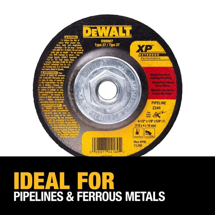 DEWALT 4-1/2 Inch x 1/8 Inch x 5/8 Inch to 11 XP Grinding Wheel, large image number 2