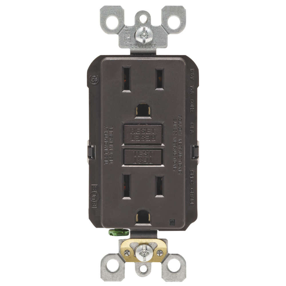 Leviton SmartlockPro GFCI Outlet 15A 125V Duplex Brown NEMA 5-15R, large image number 2