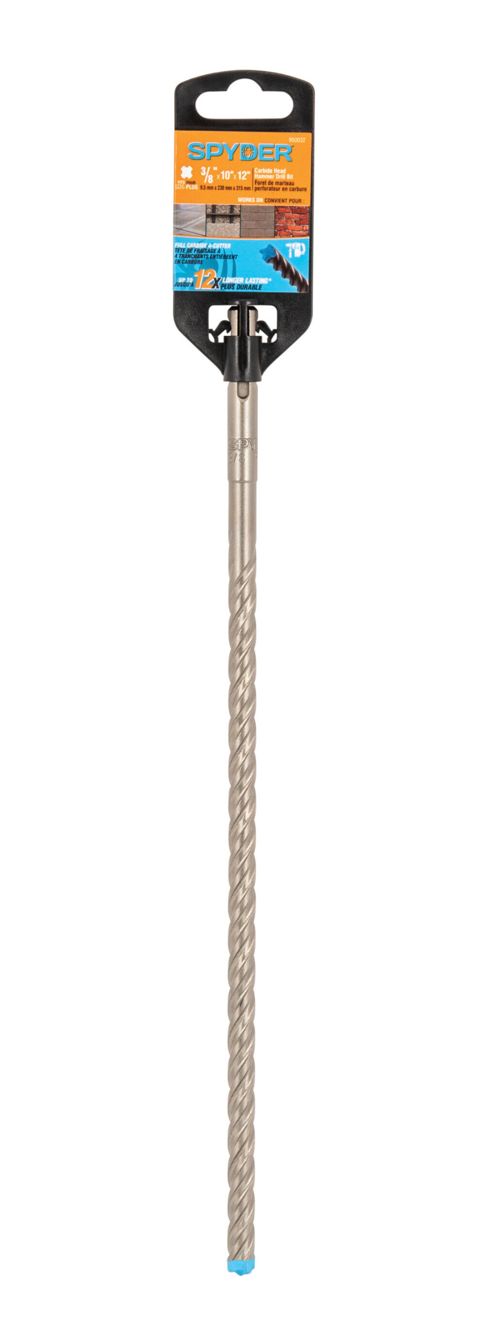 Spyder 1/2 Inch x 12 Inch SDS-Plus Hammer Drill Bit, 4 Full Carbide Cutter, large image number 8