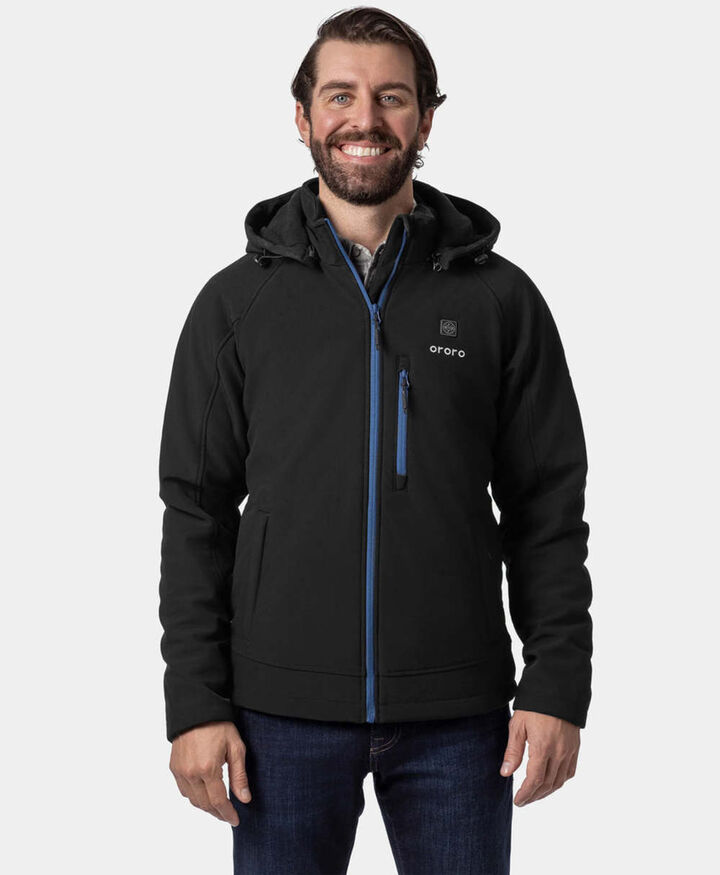 ORORO Men's 4-Zone Heated Classic Jacket Black & Blue L NC