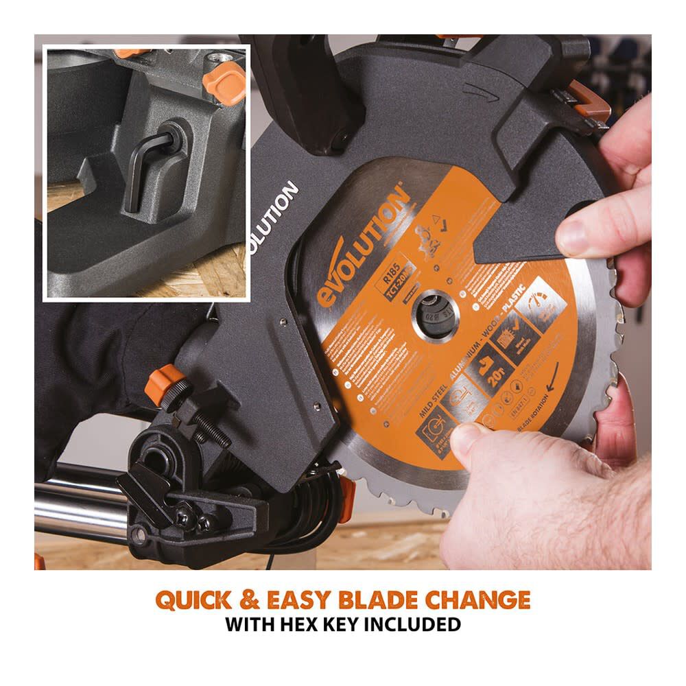 Evolution Power Tools 230V 10A 3700 Rpm 185 mm Sliding Compound Miter