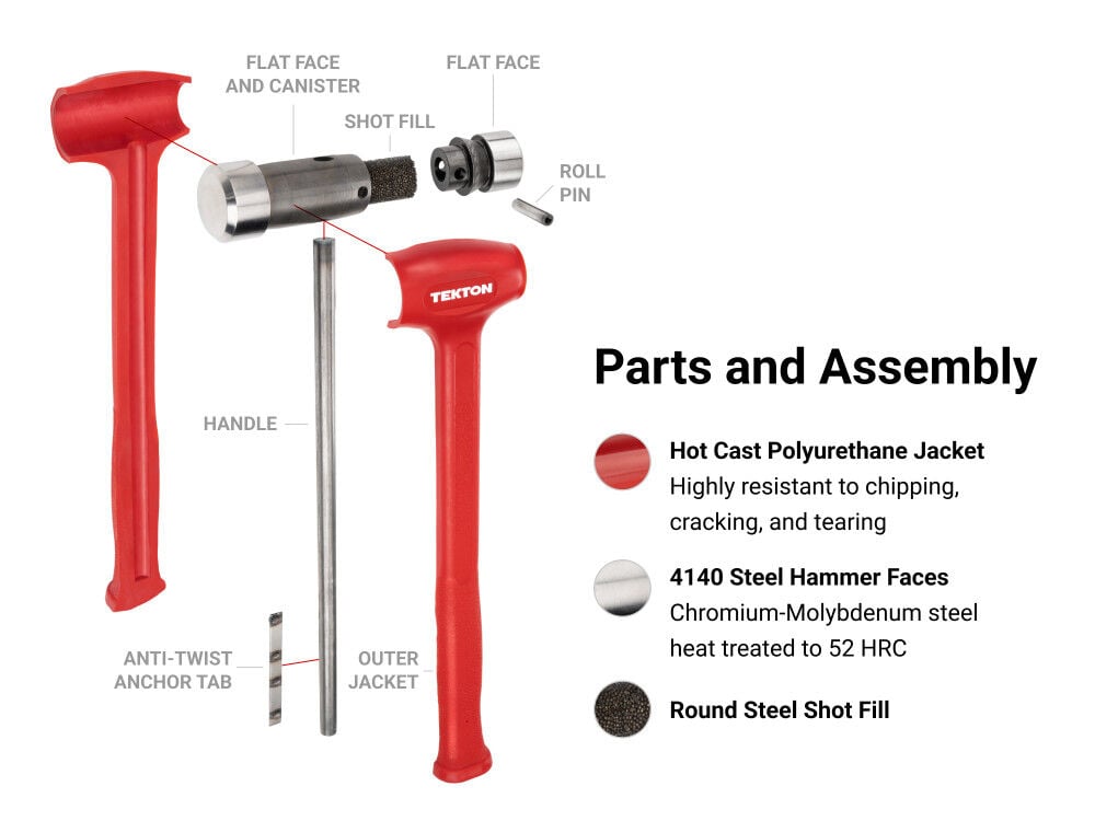 Tekton Flat Steel Face Dead Blow Hammer Set, 3-Piece (36, 43, 50 Oz), large image number 3