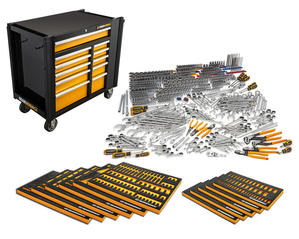 GEARWRENCH 614 Piece MEGAMOD Master Mechanics Hand Tool Set with Modular Foam Trays and Mobile Work Station – MEGAMODMRO
