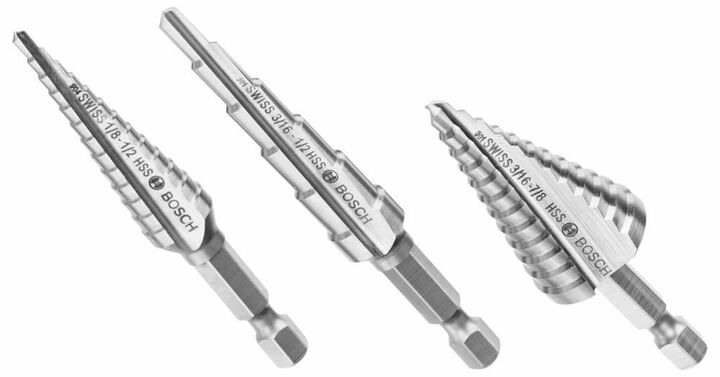 Bosch High Speed Steel Impact Tough Turbo Step Drill Bit Set 3pc