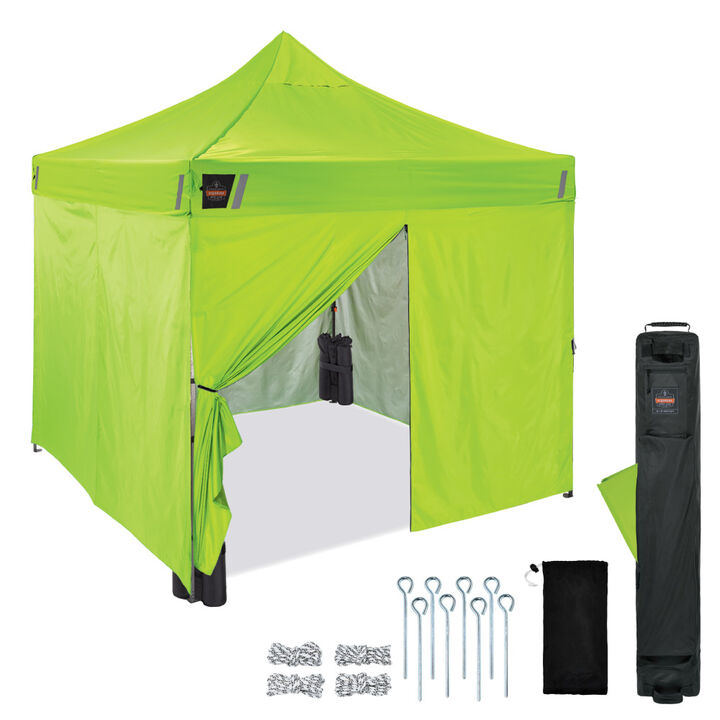 Ergodyne 10 Ft x 10 Ft Enclosed Pop-Up Tent Kit Hi-Vis Green