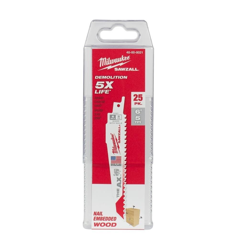 Milwaukee 6 in. 5 TPI The Ax SAWZALL Blade 25PK, large image number 11