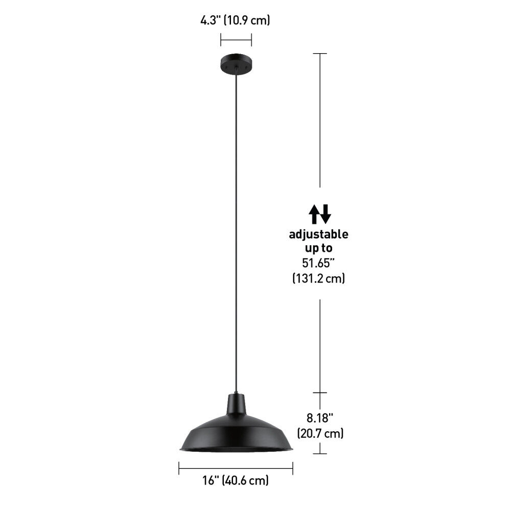 Globe Electric Barnyard Pendant Light 1 Light Matte Black, large image number 6