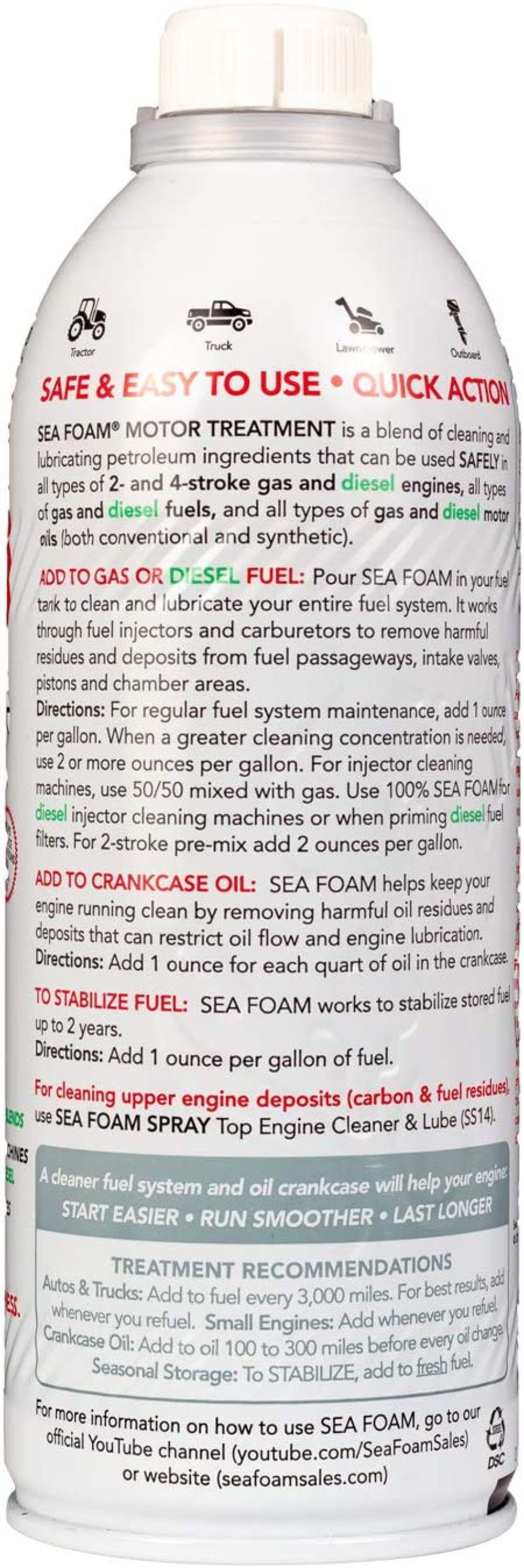 Sea Foam Spray SS14 + SF16 Motor Treatment Cleaner & Lube Kit