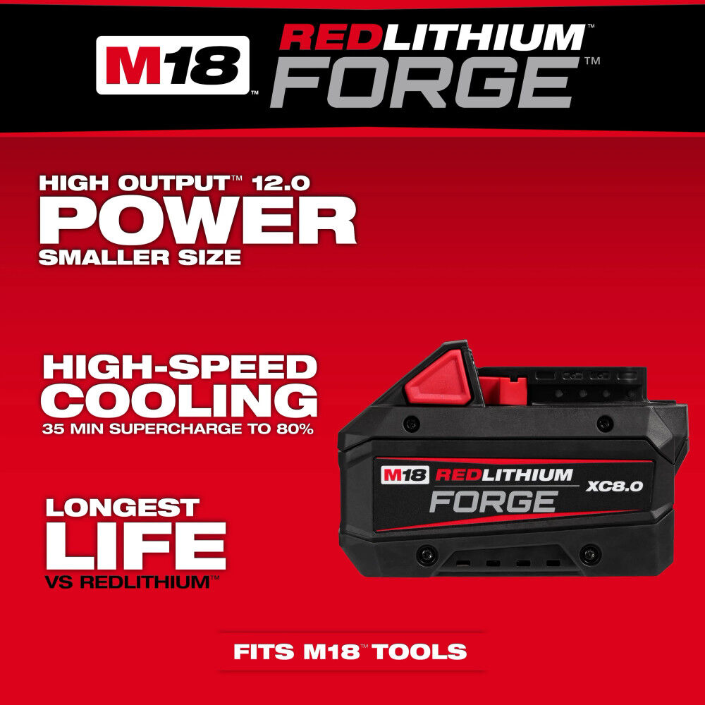 Milwaukee M18 FUEL STRIKER Hammer Chisel (Bare Tool) and M18 REDLITHIUM FORGE XC 18V 8Ah Lithium Ion Power Tool Battery Pack Bundle, large image number 14