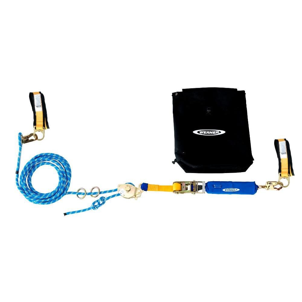 Werner L102100 100 ft 2-Man Rope Horizontal Lifeline System Cross-Arm Strap Ratchet Tensioner, large image number 1