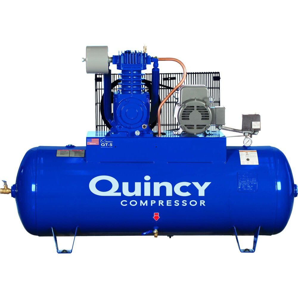 Quincy Reciprocating Air Compressor 5HP 80 Gallon Horizontal, large image number 1