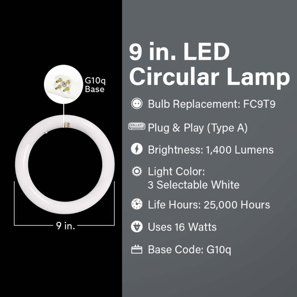 Feit Electric 9 Inch 16W 1400 Lumens T9 G10Q 4-Pin Circular LED Light White, large image number 10