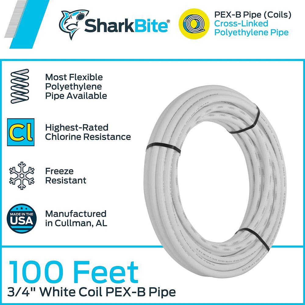 Sharkbite 3/4in x 100' White Polyethylene PEX Coil Tubing, large image number 2