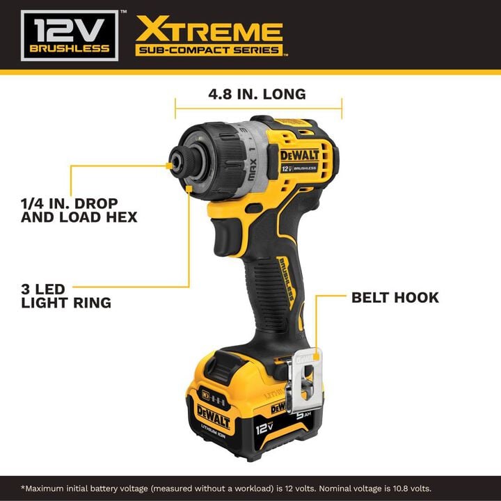 DEWALT XTREME 12V MAX Brushless 1/4 Inch Screwdriver Kit, large image number 3
