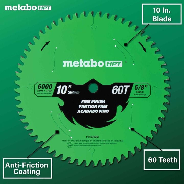 Metabo HPT Fine Finish 10 Inch 60-Tooth Saw Blade, large image number 4