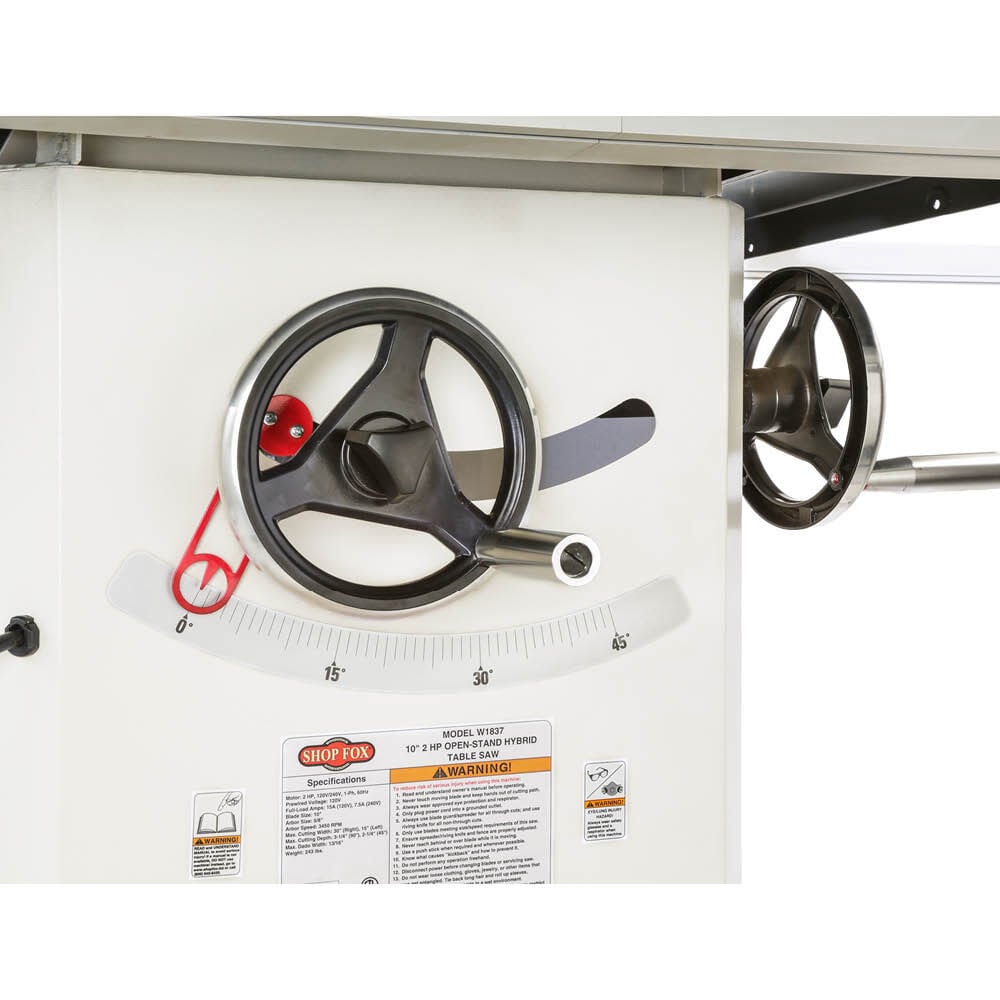 Shop Fox 2 HP 10in Hybrid Open Stand Table Saw, large image number 9