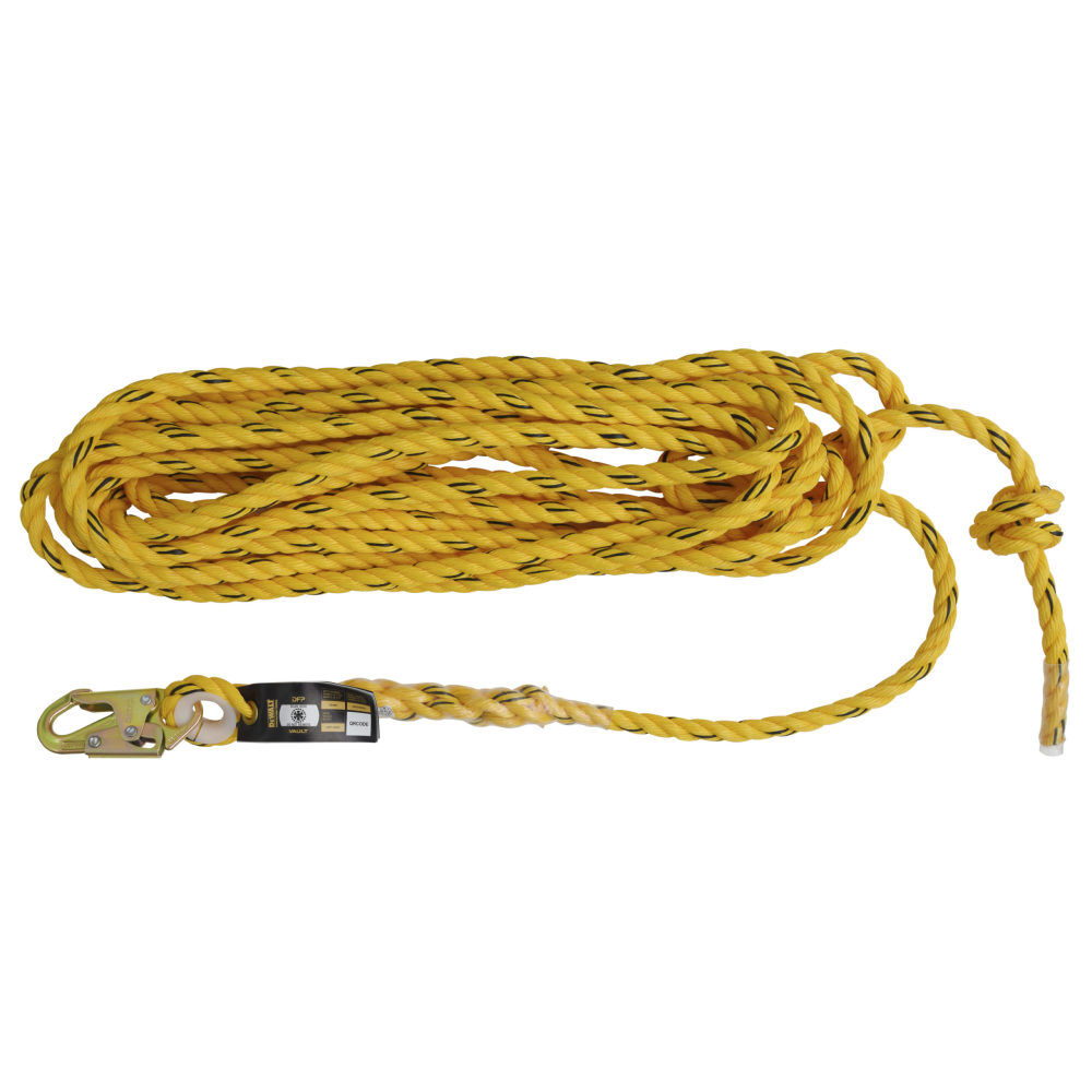 DEWALT 25 ft Polysteel Twisted Vertical Lifeline Rope with Snap Hook – DXFP100025
