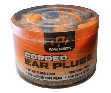 Walkers Safety 50 Pairs of Individual Packaged Corded Ear Plugs