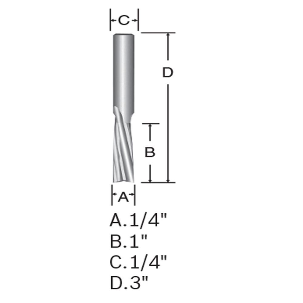 Bosch 1/4in Solid Carbide Double Flute Acrylic Router Bit, large image number 3