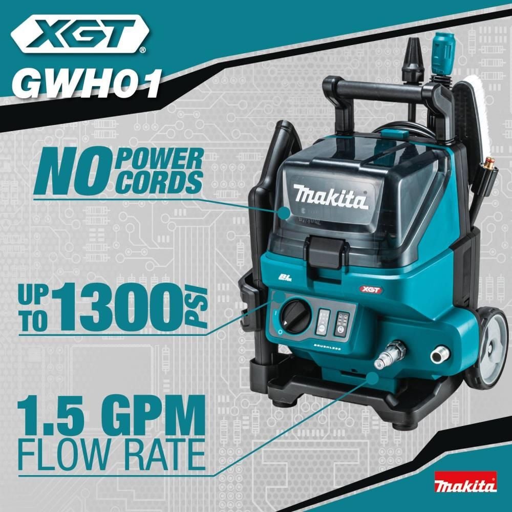 Makita 40V MAX XGT 1300 PSI 1.5 GPM Battery Powered Cold Water Pressure Washer with Variable Spray Wand Bare Tool, large image number 21