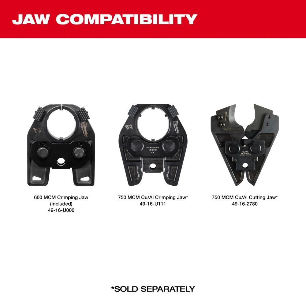 Milwaukee M18 FORCE LOGIC 600 MCM Crimper & M18 REDLITHIUM HIGH OUTPUT XC5 Battery, large image number 5