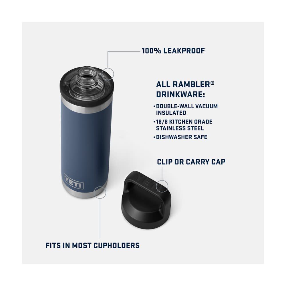 YETI Rambler 18 Oz Water Bottle with Chug Cap Lowcountry Peach, large image number 5