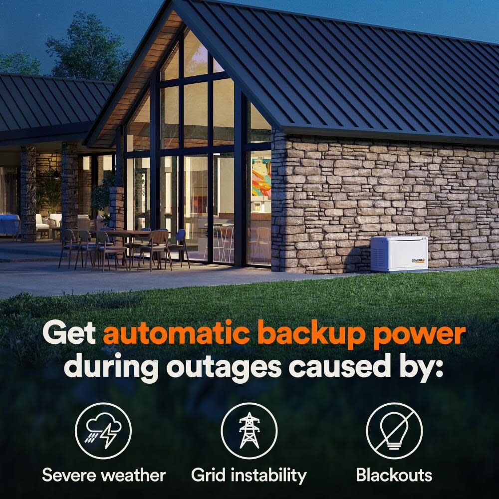Generac Guardian Series 24,000 Watt (24kw) Dual Fuel 50-State Air-Cooled Home Standby Generator with RSXW200A3 Transfer Switch, large image number 2