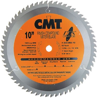 CMT 8-1/2 In x 60 x 5/8 In ITK Finish Compound Miter Blade, large image number 0