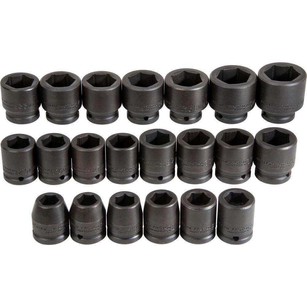 Proto 3/4in Drive 6pt Metric Impact Socket Set 21pc, large image number 1