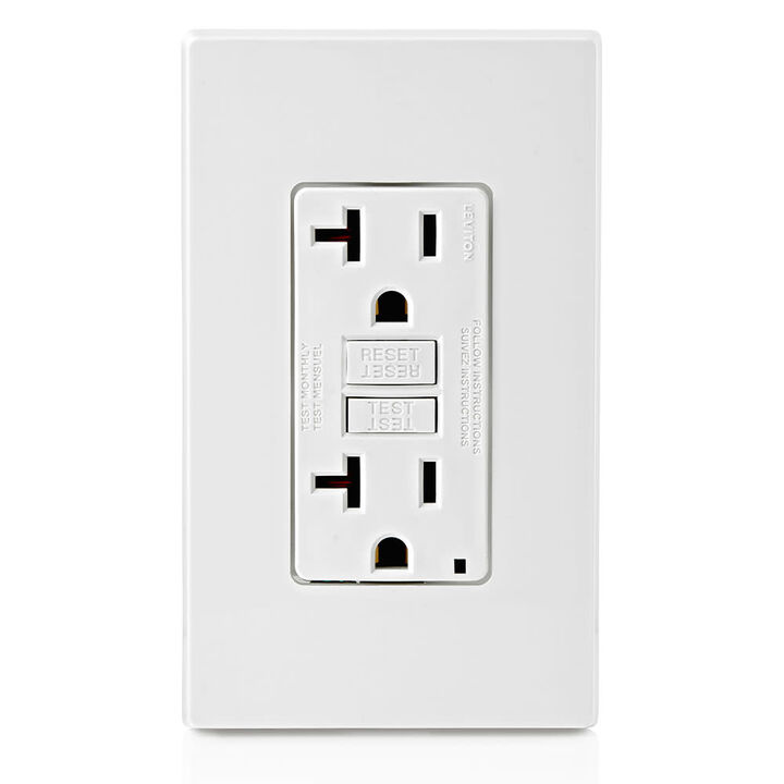 Leviton SmartlockPro GFCI Outlet 20A 125V 5-20R White Duplex, large image number 0
