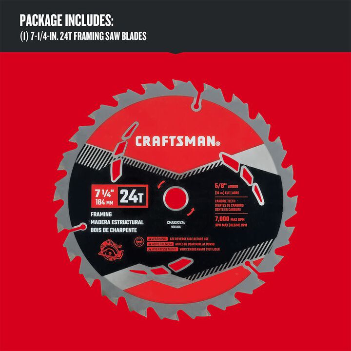 CRAFTSMAN 7-1/4 Inch 24T Framing Saw Blade, large image number 1