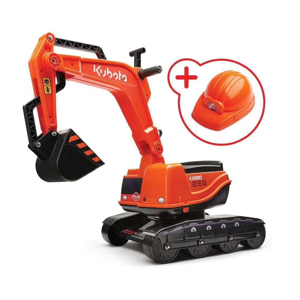 Kubota KX080 Ride-On Miniature Toy Excavator with Helmet, large image number 1