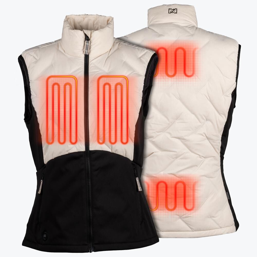 Mobile Warming Womens Aria Hybrid Black and Cream Heated Vest Kit, large image number 2