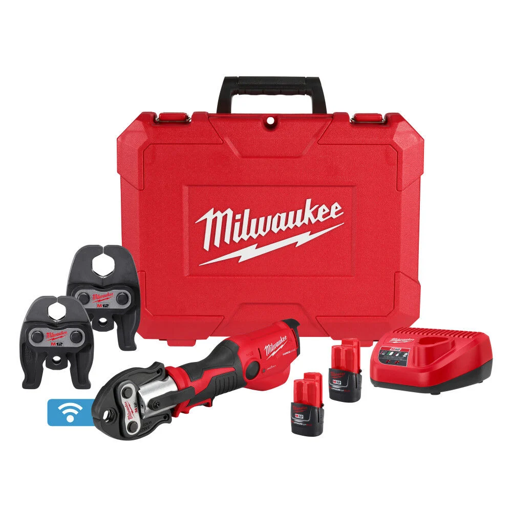 Milwaukee M12 FORCE LOGIC Press Tool Kit with ONEKEY with 1/2 Inch 1" Inch CTSV Jaws, large image number 1