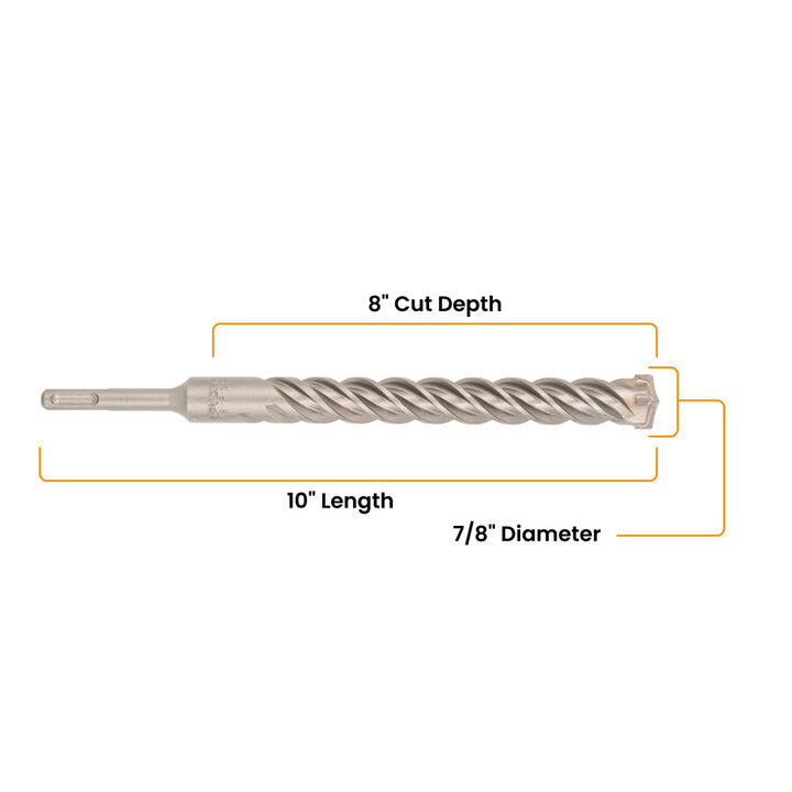 Spyder 7/8 Inch x 10 Inch SDS-Plus 4-Cutter Carbide-Tip Hammer Drill Bit, large image number 6