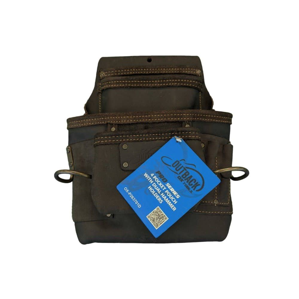 Ox Tools Pro Leather Antique Bronze 4 Pocket Pouch with Dual Hammer Holder, large image number 6