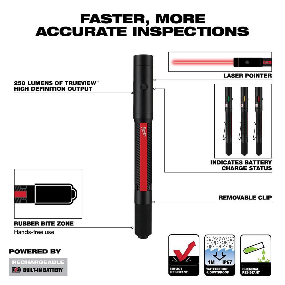 Milwaukee Penlight with Laser Rechargeable 250L, large image number 3